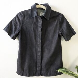 Zara Women's Denim Short Sleeve Shirt